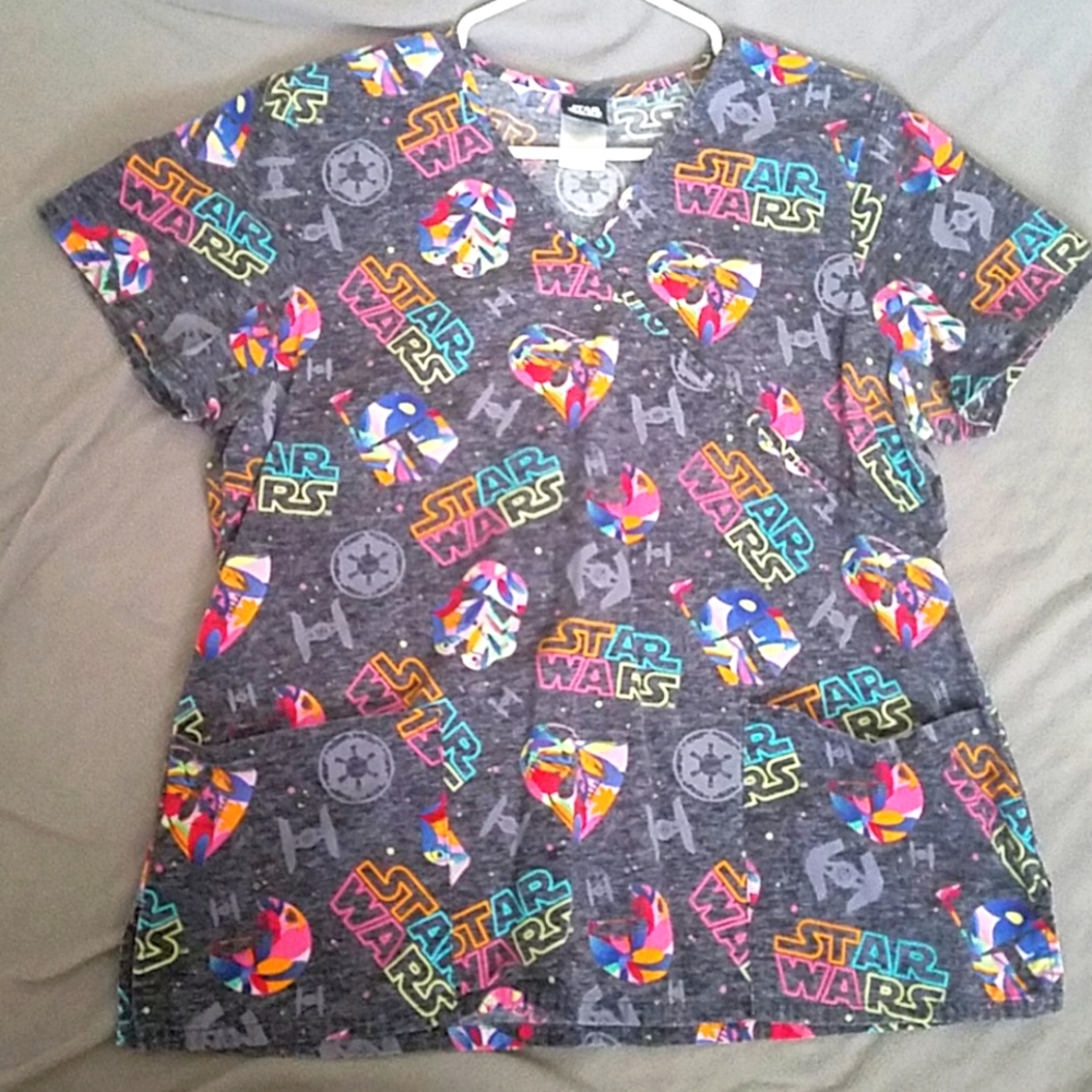 Gray starwars scrub top